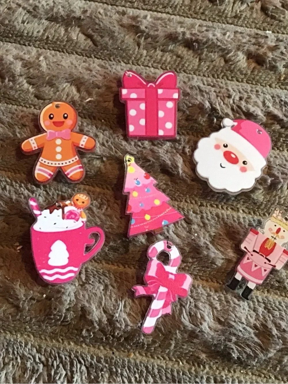 Festive Pink Christmas mini magnet Set - Holiday Icons